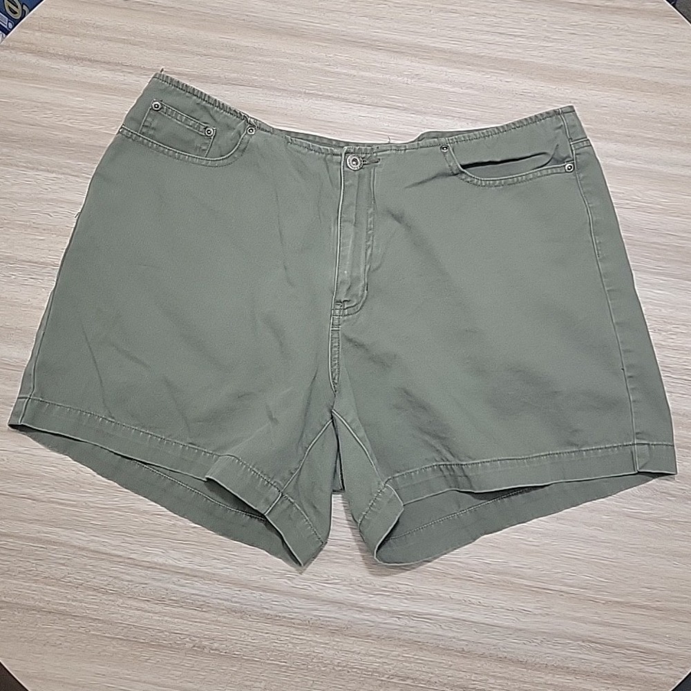 Venezia Jeans Olive Green Cotton Twill Shorts Womens 16 High Rise Utility Summer